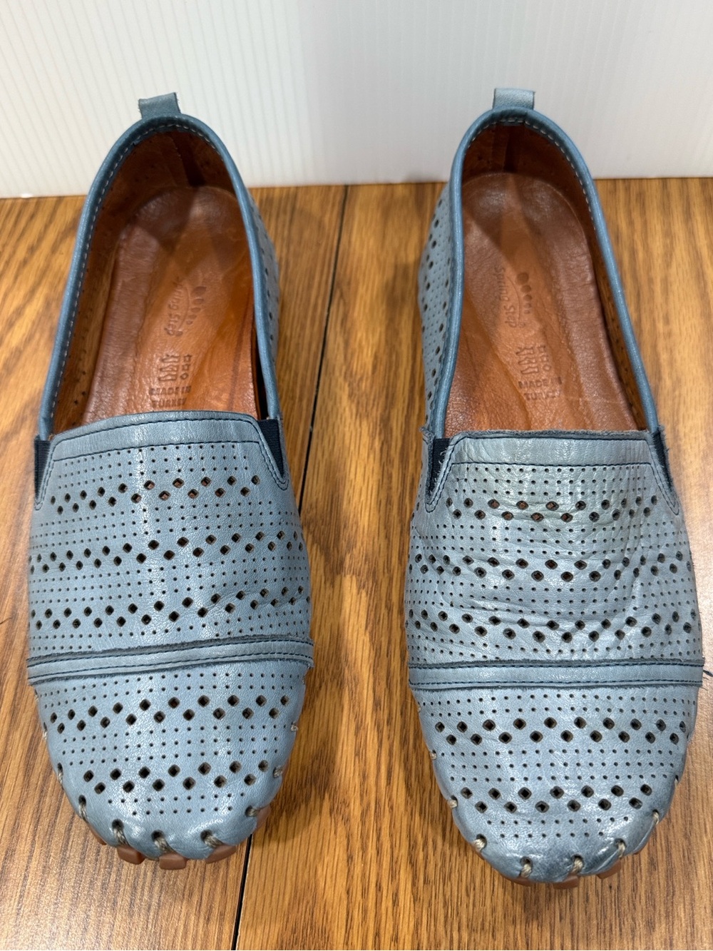 Spring step Fusaro blue leather slip on loafers flats  size 8.5
